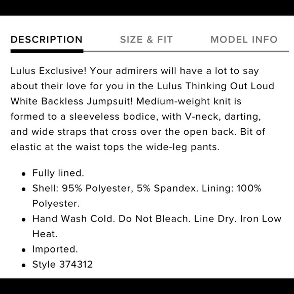 ❤️SOLD❤️ Lulus White Jumpsuit Size M - Picture 4 of 7